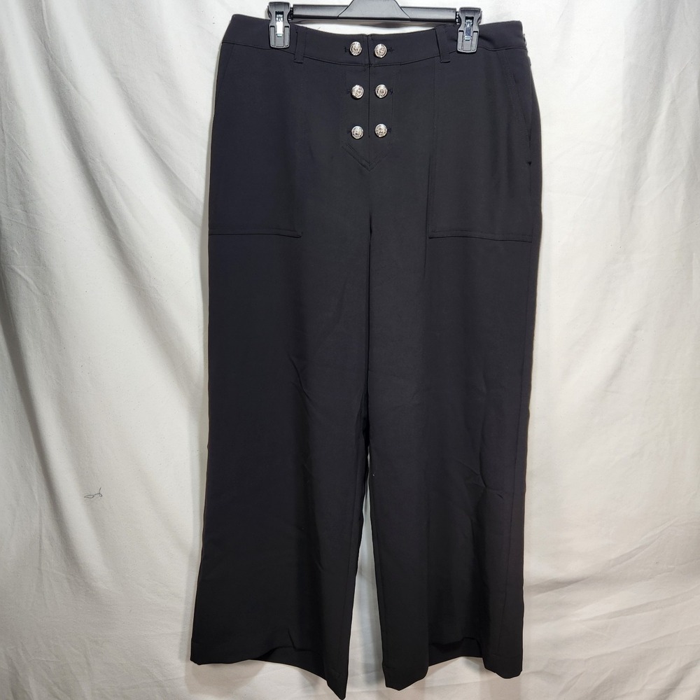 Karl Lagerfeld Paris Womens Button Front Crop Pans Size 10 Black